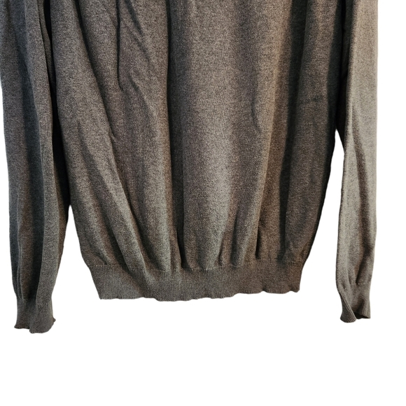 Bill Blass gray long-sleeve pull-on v-neck 100% cotton sweater  shirt - Picture 9 of 10